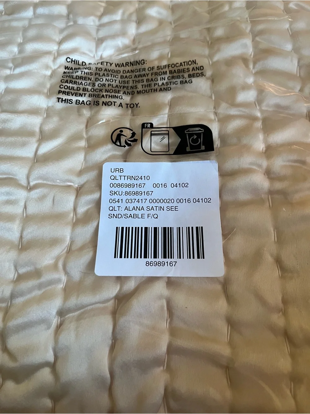 Urban Outfitters Queen Plush Ruched Peach/Sand Comforter
